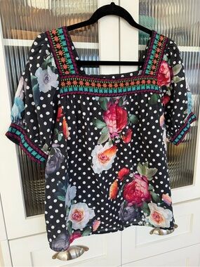 Johnny Was floral embroidered top